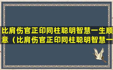 比肩伤官正印同柱聪明智慧一生顺意（比肩伤官正印同柱聪明智慧一生顺意 八字算命）